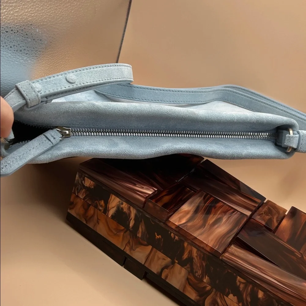 Proenza Schouler Bond Dusty Blue Suede Shoulder Bag